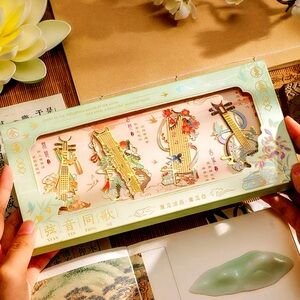 Traditional Music Instrument Metallic Bookmarks (Set of 4 in one box)